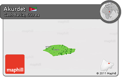 Political Panoramic Map of Akurdet, single color outside