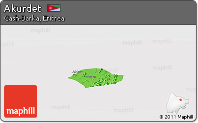 Political Panoramic Map of Akurdet, single color outside