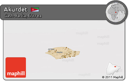Satellite Panoramic Map of Akurdet, cropped outside
