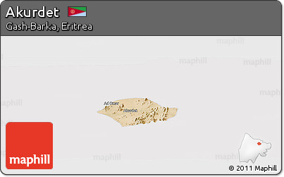 Satellite Panoramic Map of Akurdet, cropped outside