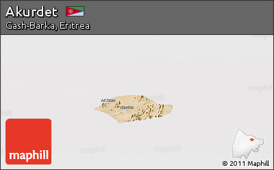 Satellite Panoramic Map of Akurdet, cropped outside