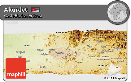 Satellite Panoramic Map of Akurdet, physical outside