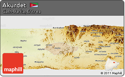 Satellite Panoramic Map of Akurdet, physical outside