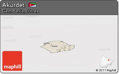 Shaded Relief Panoramic Map of Akurdet, cropped outside