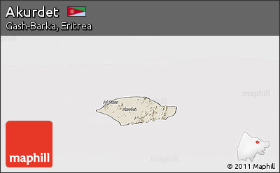Shaded Relief Panoramic Map of Akurdet, cropped outside