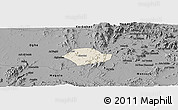 Shaded Relief Panoramic Map of Akurdet, darken, desaturated