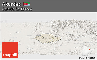 Shaded Relief Panoramic Map of Akurdet, lighten