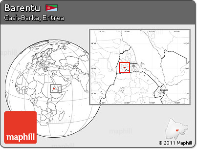 Blank Location Map of Barentu, within the entire country