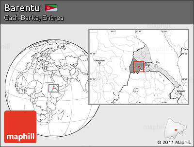 Blank Location Map of Barentu, highlighted country, highlighted parent region