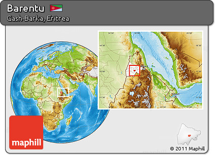 Physical Location Map of Barentu, highlighted parent region, within the entire country