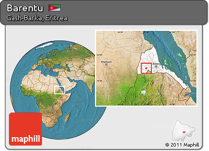 Satellite Location Map of Barentu, highlighted country