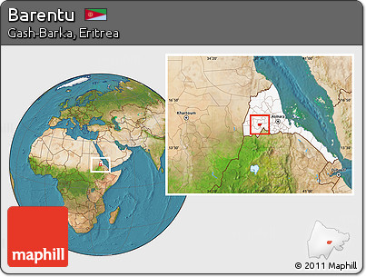 Satellite Location Map of Barentu, highlighted country