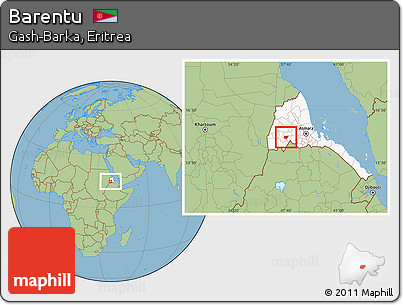 Savanna Style Location Map of Barentu, highlighted country