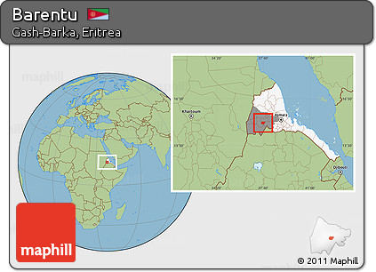 Savanna Style Location Map of Barentu, highlighted country, highlighted parent region