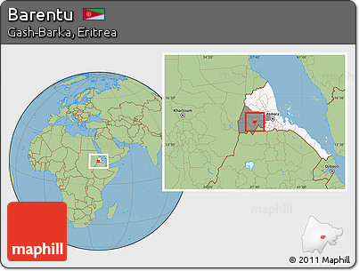 Savanna Style Location Map of Barentu, highlighted country, highlighted parent region