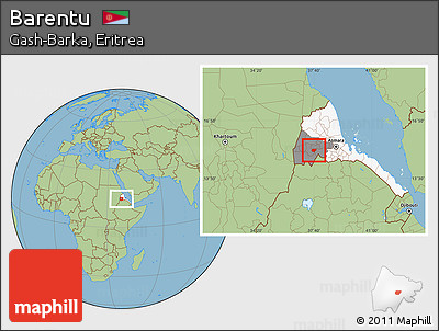 Savanna Style Location Map of Barentu, highlighted country, highlighted parent region