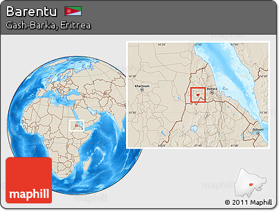 Shaded Relief Location Map of Barentu