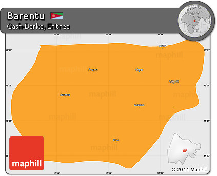 Political Simple Map of Barentu, single color outside