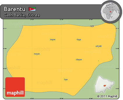 Savanna Style Simple Map of Barentu, single color outside