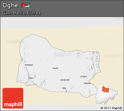 Classic Style 3D Map of Dghe, single color outside