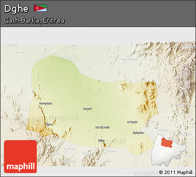Physical 3D Map of Dghe, lighten