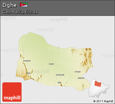 Physical 3D Map of Dghe, single color outside