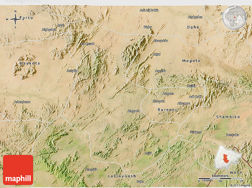 Satellite 3D Map of Gogne