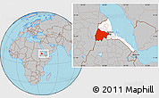 Gray Location Map of Gash-Barka, highlighted country, within the entire country
