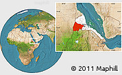Satellite Location Map of Gash-Barka, highlighted country, within the entire country