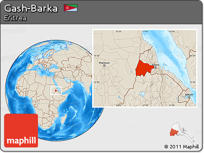 Shaded Relief Location Map of Gash-Barka