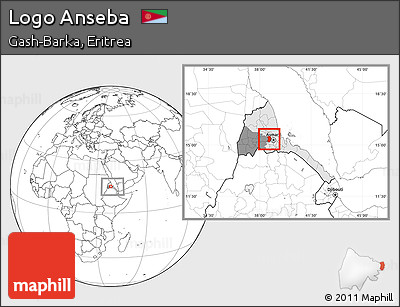 Blank Location Map of Logo Anseba, highlighted country, highlighted parent region, within the entire country