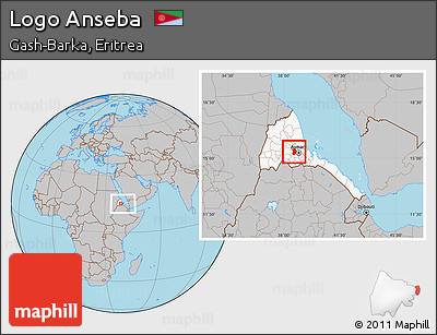 Gray Location Map of Logo Anseba, highlighted country, within the entire country
