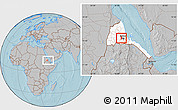 Gray Location Map of Logo Anseba, highlighted country, within the entire country, hill shading