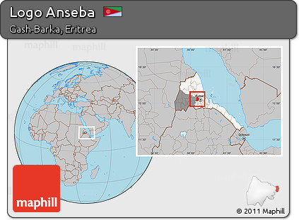 Gray Location Map of Logo Anseba, highlighted country, highlighted parent region, within the entire country