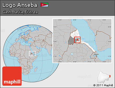 Gray Location Map of Logo Anseba, highlighted country, highlighted parent region, within the entire country