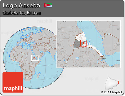 Gray Location Map of Logo Anseba, highlighted country, highlighted parent region, within the entire country