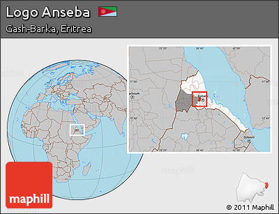 Gray Location Map of Logo Anseba, highlighted country, highlighted parent region
