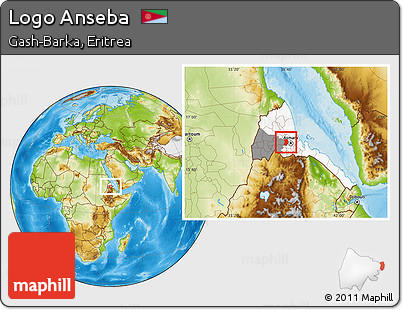 Physical Location Map of Logo Anseba, highlighted country, highlighted parent region