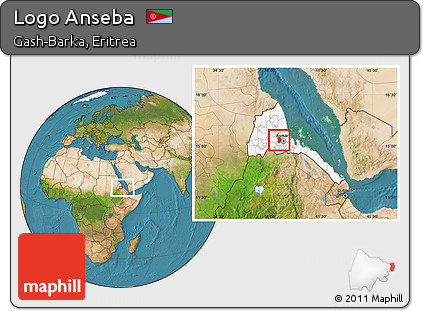 Satellite Location Map of Logo Anseba, highlighted country, within the entire country