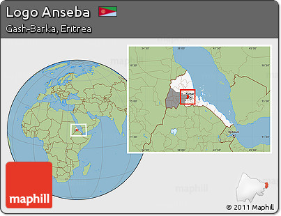 Savanna Style Location Map of Logo Anseba, highlighted country, highlighted parent region, within the entire country