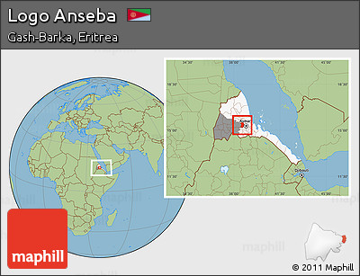 Savanna Style Location Map of Logo Anseba, highlighted country, highlighted parent region, within the entire country