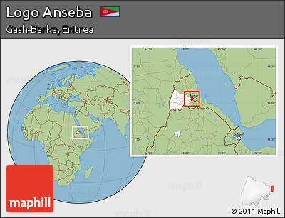 Savanna Style Location Map of Logo Anseba, highlighted parent region, within the entire country