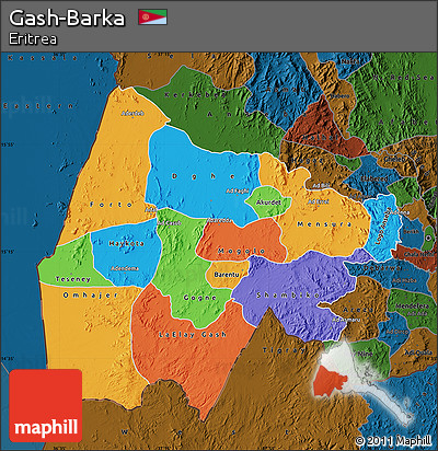 Political Map of Gash-Barka, darken