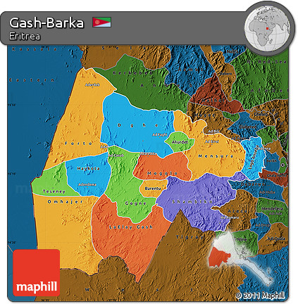 Political Map of Gash-Barka, darken