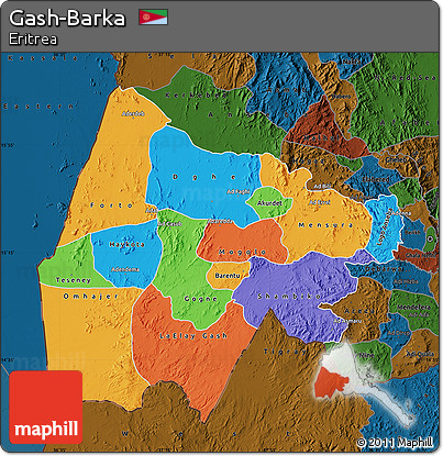 Political Map of Gash-Barka, darken
