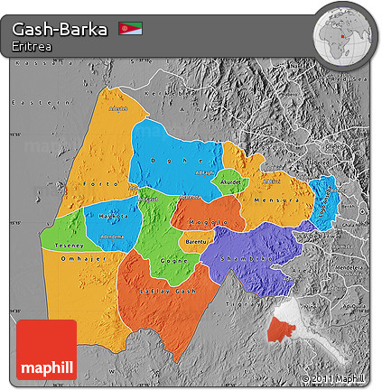 Political Map of Gash-Barka, desaturated