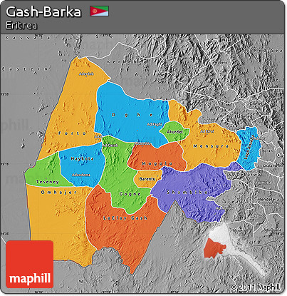 Political Map of Gash-Barka, desaturated