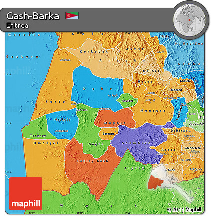 Political Map of Gash-Barka, political shades outside
