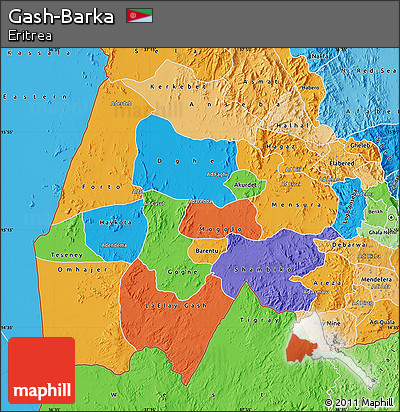 Political Map of Gash-Barka, political shades outside