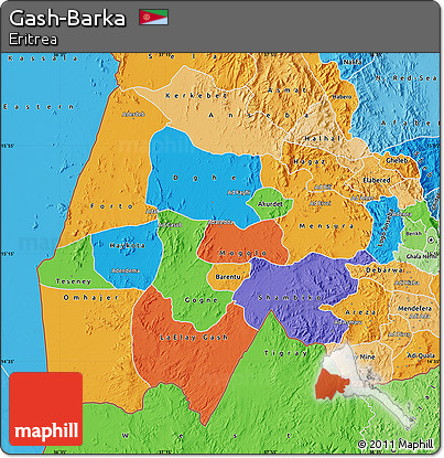 Political Map of Gash-Barka, political shades outside